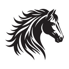 Horse Head Silhouette Vector Illustration White Background