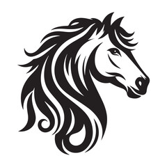 Horse Head Silhouette Vector Illustration White Background