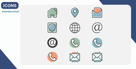 Contact Icon Set, logos collection for business cards and webs Collection Vector Illustration