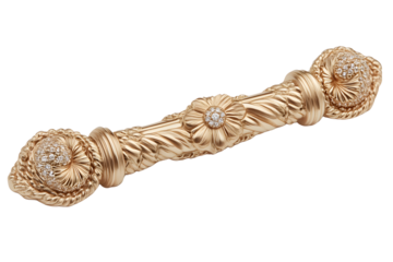 Elegant Gold Ornament with Intricate Floral and Diamond Design Perfect for Luxury Decor and Hi