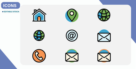 Contact Icon Set, logos collection for business cards and webs Collection Vector Illustration