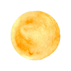 Yellow watercolor sun. Summer decor element.