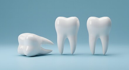 3D Render White Teeth: Molar Eruption/Extraction Concept, AI Generated
