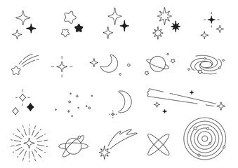 かわいい星・月・宇宙のアイコンセット