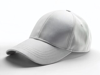 Fototapeta premium White Canvas Fabric Cap, Isolated on White Background - Low Light Photography
