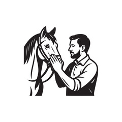 man stroking a horse