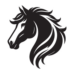 Horse Head Silhouette Vector Illustration White Background
