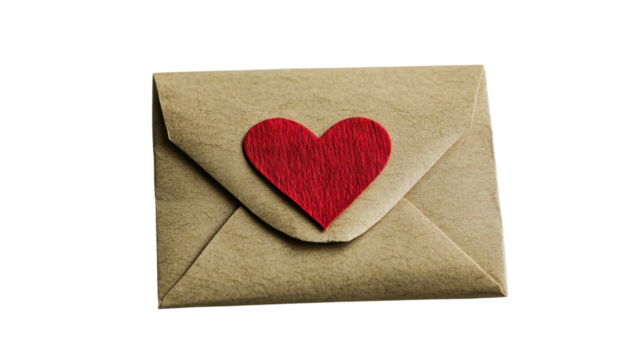 Envelope letter paper love isolated on white transparent background