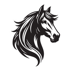 Horse Head Silhouette Vector Illustration White Background