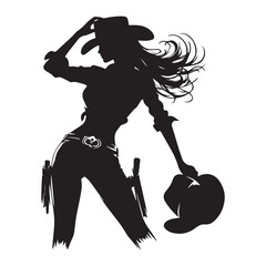 Cowgirl Silhouette Vector Illustration White Background