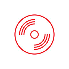 compact disc icon. Red Disc icon Flat line illustration. Cd line icon red. Compact disc icon Simple outline vector logo. DVD Vector red. Cd Vector.