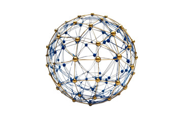 Geometric Spherical Structure with Interconnected Nodes and Blue Accents