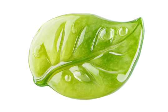 Gelatinous Leaf Sculpture with Vibrant Green Hue and Intricate Vein Patterns