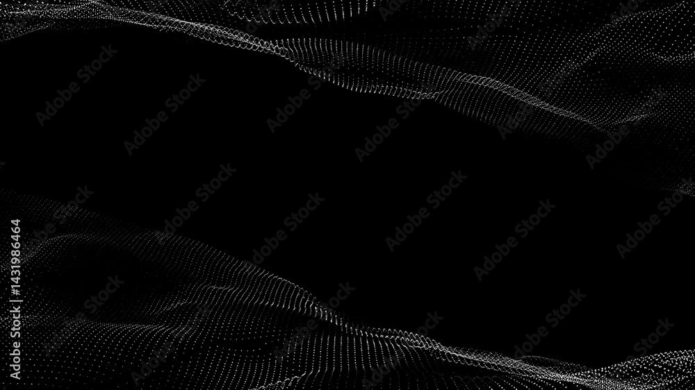Wall mural abstract black backdrop featuring a flowing wave pattern with subtle lines and a digital artistic te