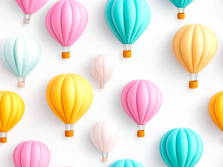 Naklejka premium Colorful hot air balloons seamless pattern for creative design projects, tileable background, vibrant and playful, perfect for textiles, wallpapers, and stationery, seamless pattern concept