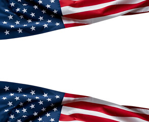 American Flag use draped corner on white background and PNG. Independence Day .