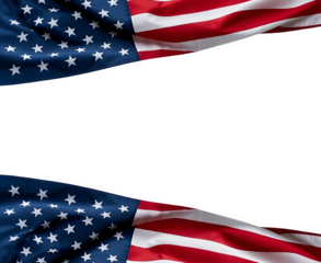 American Flag use draped corner on white background and PNG. Independence Day .