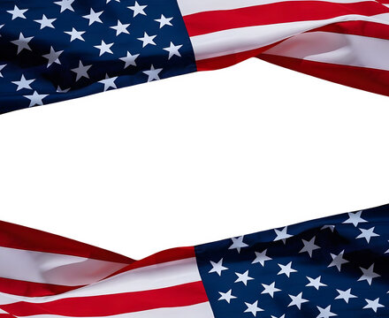 American Flag use draped corner on white background and PNG. Independence Day .
