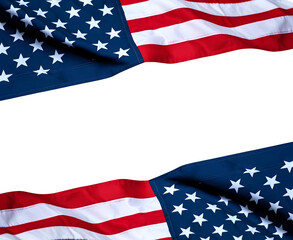 Obraz premium American Flag use draped corner on white background and PNG. Independence Day .