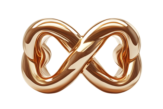 Golden Infinity Symbol with Shiny Metallic Texture on Black Background