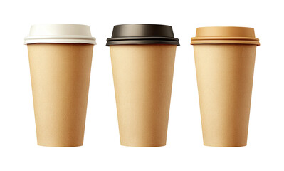 Beverage containers display coffee shop product minimalist isolated on transparent background