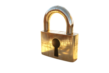 Golden Padlock with Shiny Metallic Finish Security and Protection Symbol for Safety Concepts