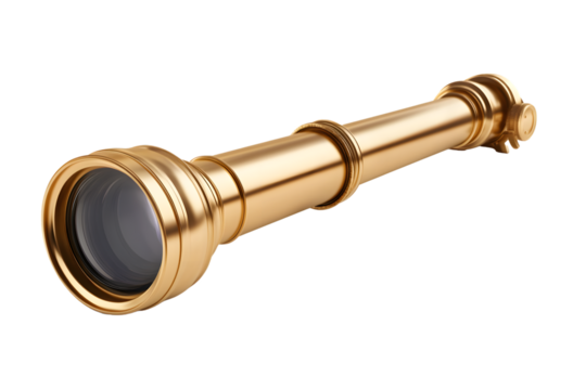 Golden Telescope Vintage Style Optical Instrument for Exploration and Discovery