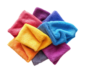 Colorful microfiber cloths product bright environment isolated on transparent background