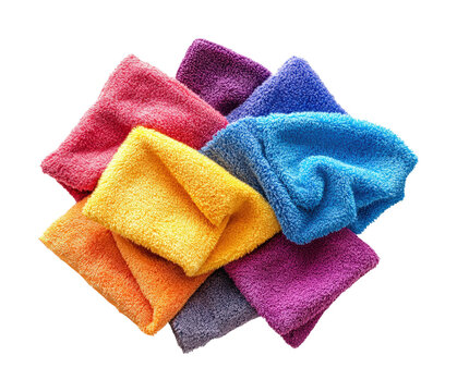 Colorful microfiber cloths product bright environment isolated on transparent background