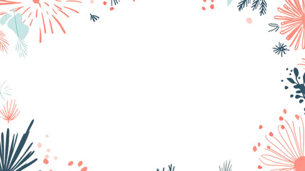 Obraz premium Colorful explosion of festive fireworks and decorative elements creating a vibrant border around a blank center for celebration invitations and announcements