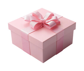 Gift presentation celebratory event pink box view isolated on transparent background
