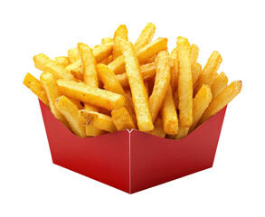 Delicious golden french fries fast food restaurant snack isolated on transparent background