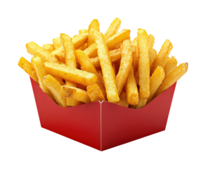 Delicious golden french fries fast food restaurant snack isolated on transparent background