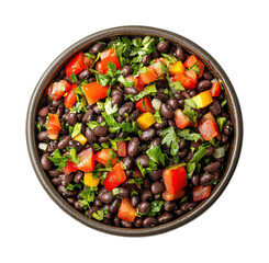 Refreshing black bean salad with vegetables kitchen food bright colors isolated on transparent background