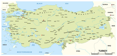 Map of the Republic of Turkey, Asia, Europe