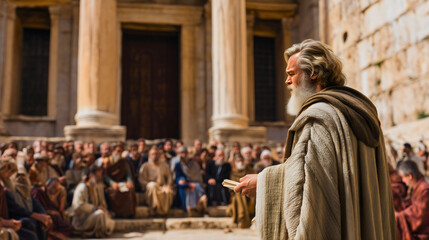 Paul preaching in Athens.