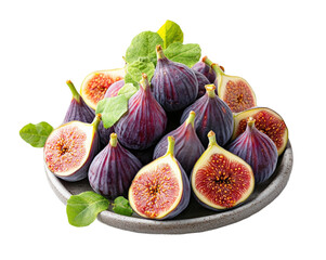 Harvesting fresh figs a delicious fruit showcase in a rustic kitchen isolated on transparent...