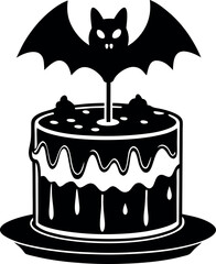 Halloween Cake With Bat Topper