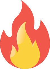 Illustration of a colorful flame symbol in red, orange, and yellow, representing fire, energy, and heat, ideal for energy, safety, and warning-related designs.