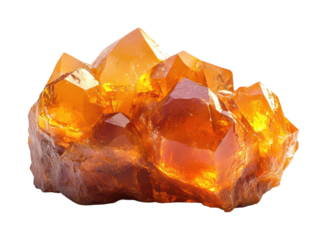 Amber crystal formation natural environment gemstone view isolated on transparent background