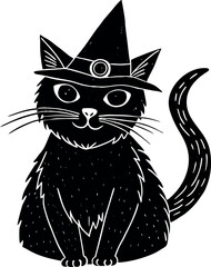 Witch Black Cat With Green Eyes