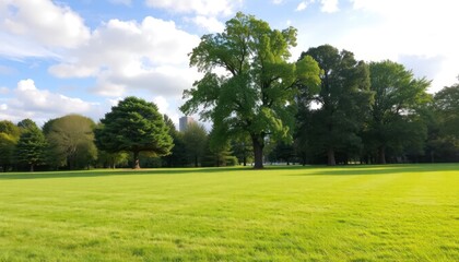 Obraz premium Lush parkland under a partly cloudy sky