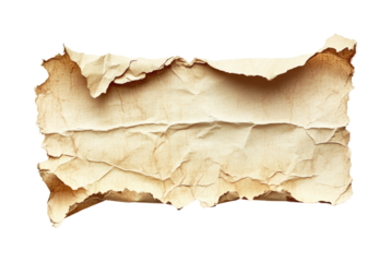 Crumpled aged paper texture creative design isolated on transparent background