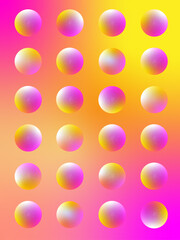 ピンクと黄色の明るく鮮やかなグラデーション水玉模様ベクターイラスト背景