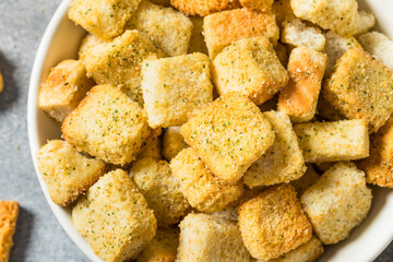Homemade Dry Crunchy Croutons with Parmesan