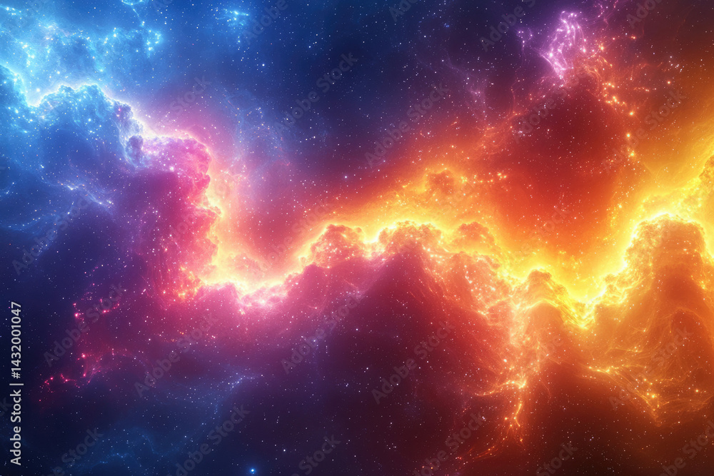 Poster A vibrant nebula swirls in cosmic space, showcasing a breathtaking display of celestial colors and textures.