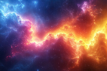 Fototapeta premium A vibrant nebula swirls in cosmic space, showcasing a breathtaking display of celestial colors and textures.