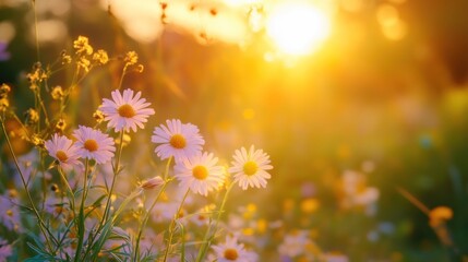 Obraz premium Sunset Blooms in a Meadow