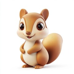 Fototapeta premium Cute cartoon squirrel illustration against a white background.