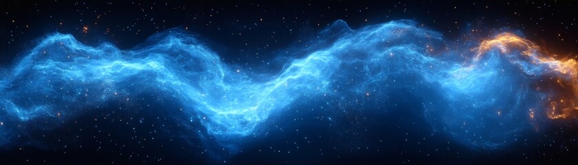 Obraz premium Cosmic Waves of Blue and Orange light set against the starry backdrop, creating a visual spectacle. The abstract nature of the scene invites imagination and wonder.